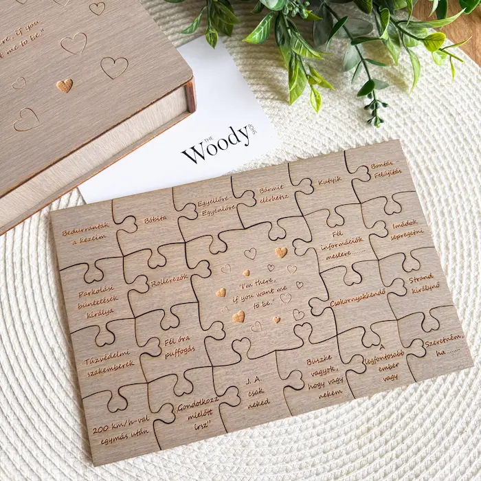 Téglalap harmat szürke szívillesztésű puzzlékból